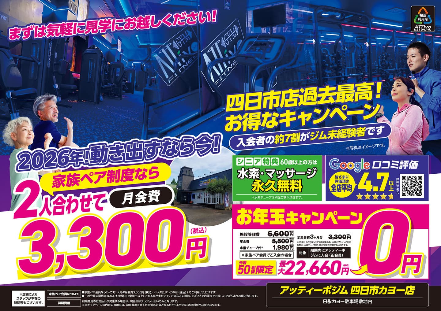 AttivoGYM四日市カヨー店入会キャンペーン
