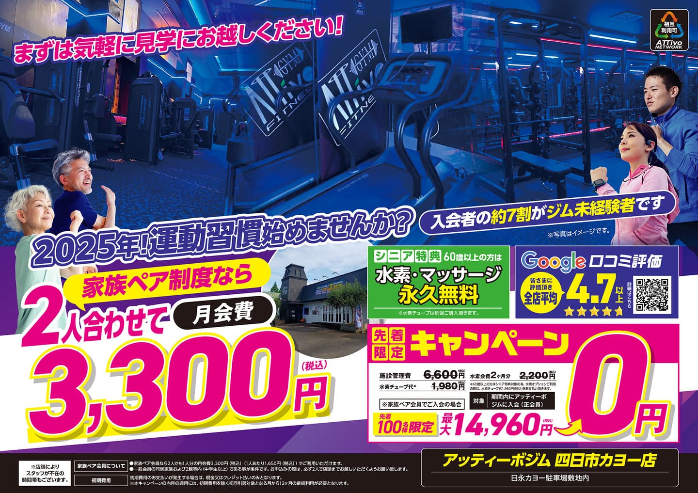 AttivoGYM四日市カヨー店入会キャンペーン